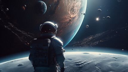 An astronaut in space - obrazy, fototapety, plakaty