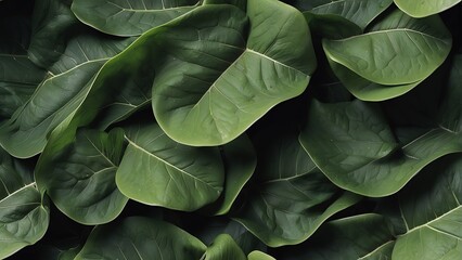 Beautiful seamless pattern of large green leaves from Generative AI
