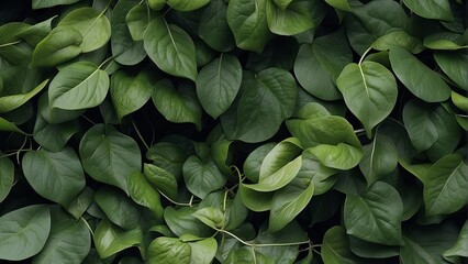 Beautiful seamless pattern of green leaves from Generative AI