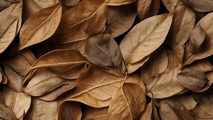 Beautiful seamless pattern of dried leaves from Generative AI - obrazy, fototapety, plakaty