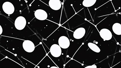Abstract seamless repeating pattern of neon white dots on plain black background from Generative AI