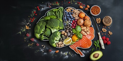 Obraz na płótnie Canvas image of brain-healthy fresh foods