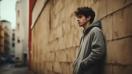 Obraz premium man leaning against the wall