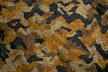 Fototapeta premium brown and orange army camouflage plastic tarp texture , camo waterproof mesh background