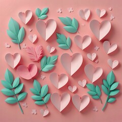 Heart paper romance design. valentine pastel colour decoration. pink concept card.AI generates illustrations. abstract design creative beautiful wallpaper. invitation wedding card. romantic decoration