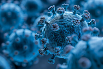 Electron microscopy of Flu COVID-19 virus.