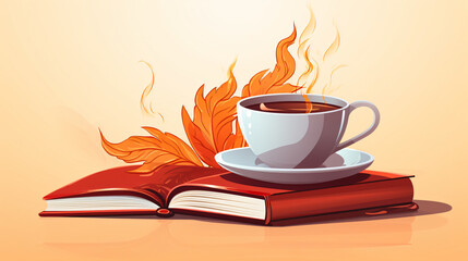 Books. vector illustration of a cup with hot beverage