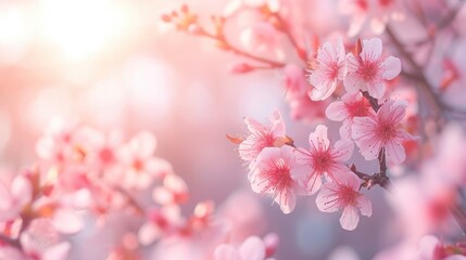 Cherry Blossom with Soft focus and color filter, Sakura season Background.