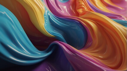 Psychedelic wave style with rainbow colors patterns, colorful d liquid background from Generative AI