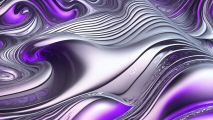 Psychedelic wave style with silver color patterns, d liquid background from Generative AI