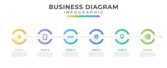 Infographic template with icons and 6 options or steps. - obrazy, fototapety, plakaty