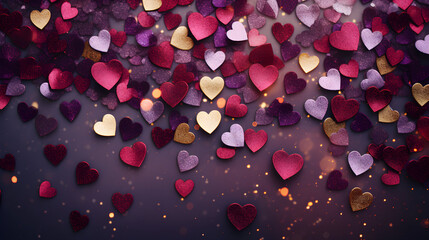 Background of red romantic love hearts, Valentine's Day