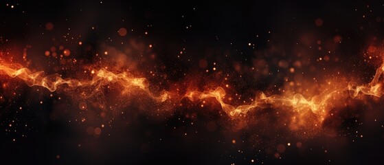 Fire embers particles over black background. Fire sparks background, Ai Generated. - obrazy, fototapety, plakaty