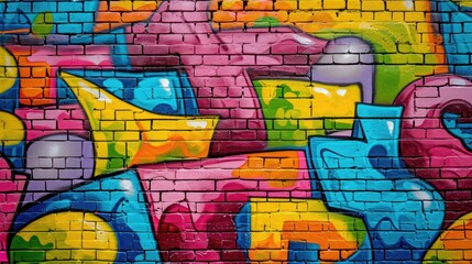 Graffiti brick wall, Ai Generated.