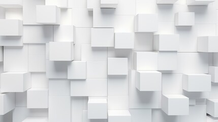 Random shifted rotated white cube boxes block background, Ai Generated.