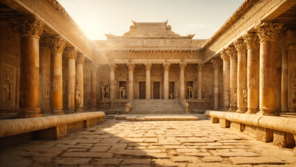 Obraz premium Concept of old temple, golden hour