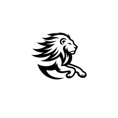 Naklejka premium Vector Logo of a Charging Lion. Symbolizing Strength, Leadership, and Nobility. Versatile Design Perfect for Logos, Branding, and Marketing Initiatives. High Quality Illustration on white background.