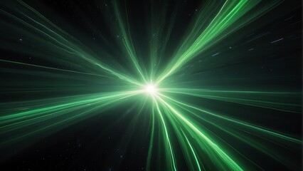 Fototapeta na wymiar A background of light speed, hyperspace, and space warp, with vibrant streaks of green light converging from Generative AI