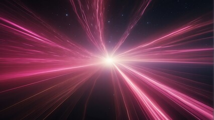 Fototapeta na wymiar A background of light speed, hyperspace, and space warp, with vibrant streaks of pink light converging from Generative AI
