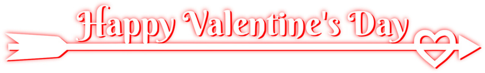 Happy Valentine's Day　赤と白の矢とハートのイラストが入ったデザイン文字