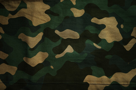 army military camouflage cotton fabric texture , woodland pattern
