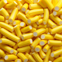 Fondo con detalle y textura de multitud de golosinas dulces de color amarillo