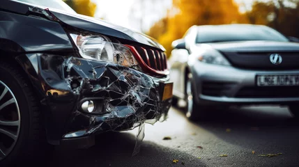 Fotobehang car crash on the road,  car accident damage  © Planetz