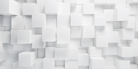 Abstract 3d white cubes background, geometric pattern texture.