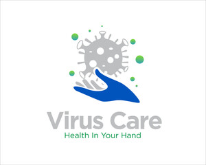 hand virus care logo designs for medical service and virus consult