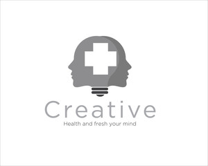 Fototapeta premium creative health logo designs with head and lamp figure