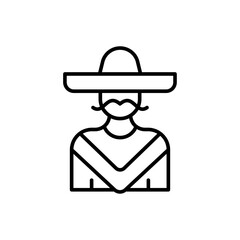 Mexican people outline icons, minimalist vector illustration ,simple transparent graphic element .Isolated on white background