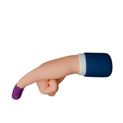 3D render icon of hand gesture little finger after voting on Indonesia general election. The finger dipped in purple ink
