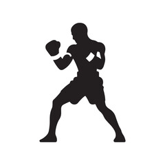 Fototapeta na wymiar Stalwart Companion: Boxer Silhouette Series Reflecting the Trustworthy Nature of this Loyal Fighter - Boxing Silhouette - Boxer Vector 