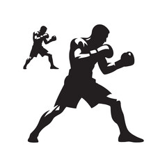 Fototapeta na wymiar Noble Guardian: Boxer Silhouette Illustrating the Dignity and Loyalty of a Remarkable Fighter - Boxing Silhouette - Boxer Vector 