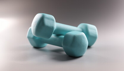 Close-up of heavy blue dumbbells for workout, plan weight loss, sport activity, get physical. Sport, health, physical activity, habit, body change concept