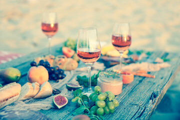 Top view beach picnic table