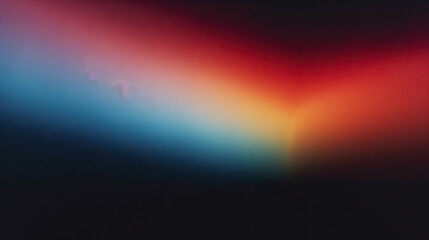 Obraz premium retro rainbow is seen through a black background, in the style of light navy and orange, metallic surfaces, grainy film, sky-blue and red, 