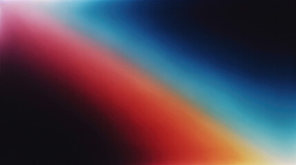 Obraz premium retro rainbow is seen through a black background, in the style of light navy and orange, metallic surfaces, grainy film, sky-blue and red, 