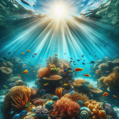 Fototapeta na wymiar Generative AI Tropical scene of the underwater world