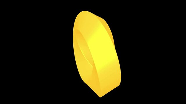 Mobius strip ring sacred geometry. Spatial figure with upturned surfaces. Optical illusion with dual circular contour 3d render. Animation video available in 4k FullHD and HD render footage.