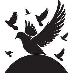 Ephemeral Elegance: Bird Beauty Silhouette Series Displaying the Fleeting Beauty of Pigeons - Pigeon Silhouette
