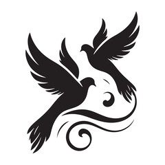 Ethereal Cascade: Bird Beauty Silhouette Series in a Cascading Display of Pigeon Shadows - Pigeon Silhouette
