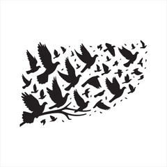 Obraz premium Ethereal Avian Dance: Pigeon Silhouette in an Enchanting Ballet of Wings - Beautiful Bird Silhouette - Bird Vector 