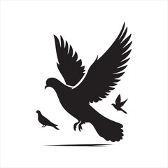Ephemeral Elegance: Bird Beauty Silhouette Series Displaying the Fleeting Beauty of Pigeons - Pigeon Silhouette

