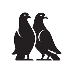 Fototapeta premium Twilight Wings: Pigeon Silhouette Glowing in the Twilight Sky - Beautiful Bird Silhouette - Bird Vector 