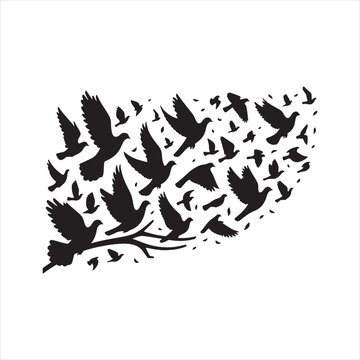 Ethereal Avian Dance: Pigeon Silhouette in an Enchanting Ballet of Wings - Beautiful Bird Silhouette - Bird Vector
