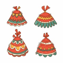 Vector martisor talisman, gift, traditional accessory for holiday of early spring in Romania and Moldova.poster design