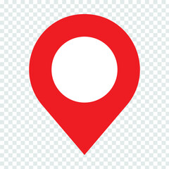 red pin point. map address location pointer symbol.location pin icon symbol sign isolated on transparent background, map icon.Location pin icon flat vector illustration design