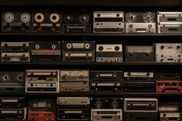 Arranged audiotape collection. Generative AI