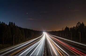 A long exposure photo of a highway at night from Generative AI